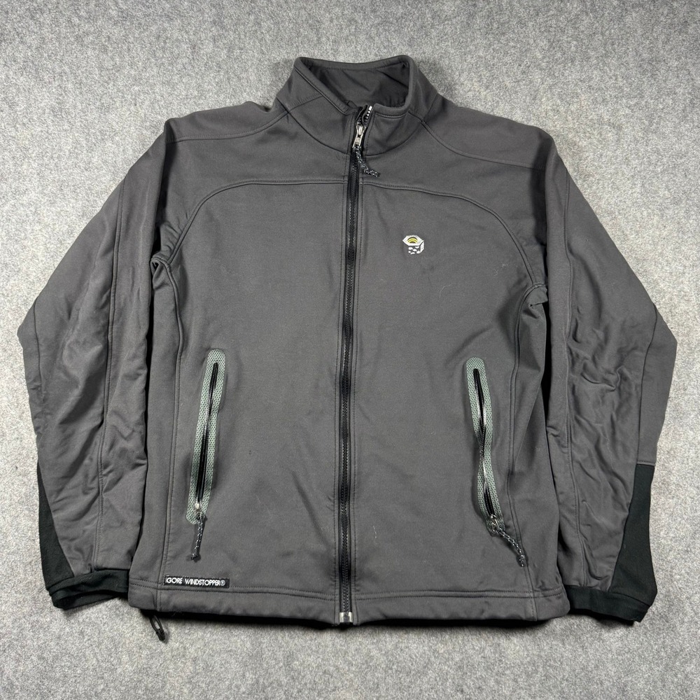 Mountain Hardwear Gore Windstopper Jacket Mens Large Gray Softshell Full Zip USA